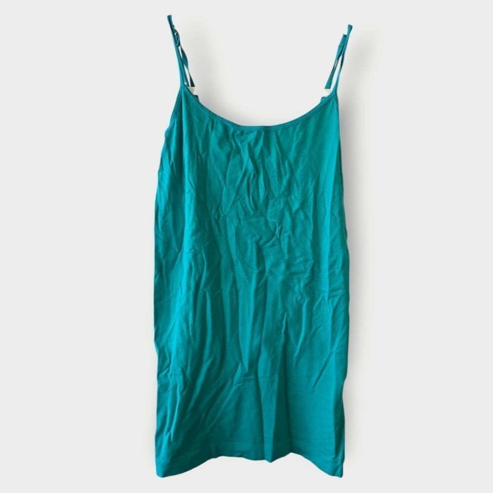 Charming Charlie Teal Tank Top Stretch Cami Spaghetti Strap Medium Fitted Tee